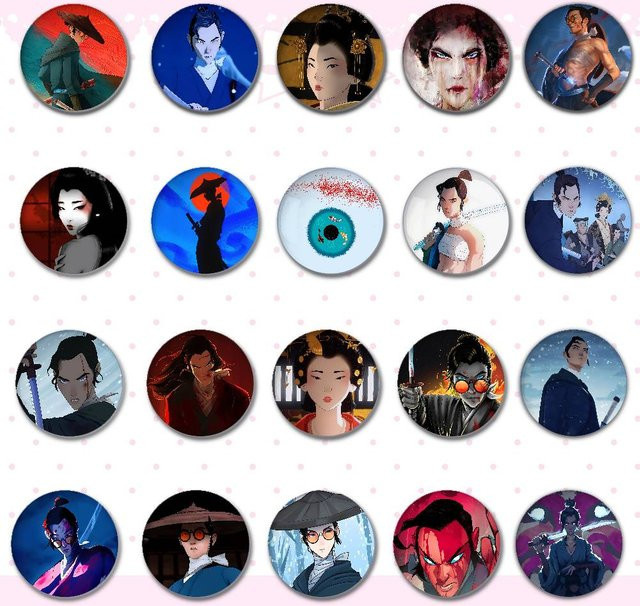 Brosche Blue Eye Samurai Anime, Runde Brosche, Unisex - Bild 1