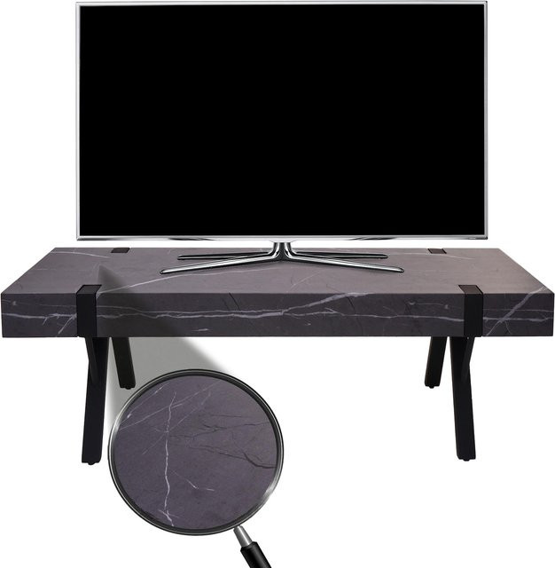MCW TV-Rack L54 Lowboard aus Metall in Grau mit Marmor-Optik, H: 42 cm, B: 120 cm, T: 40 cm - Bild 1