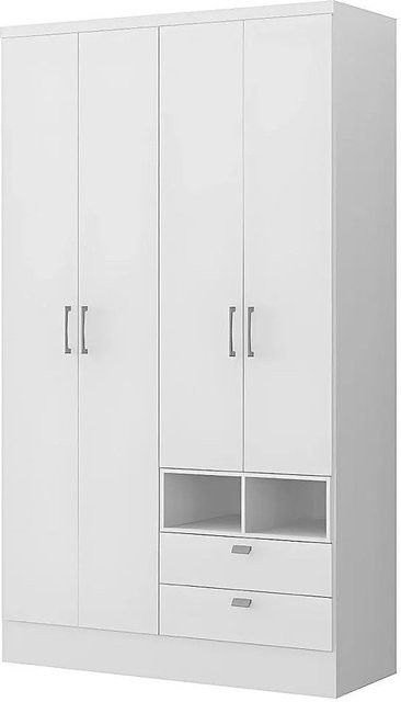 Vente-unique Kleiderschrank Odilon Weiß mit integrierten Schubladen, Breite: 120 cm, Höhe: 206 cm, Tiefe: 46 cm - Bild 1