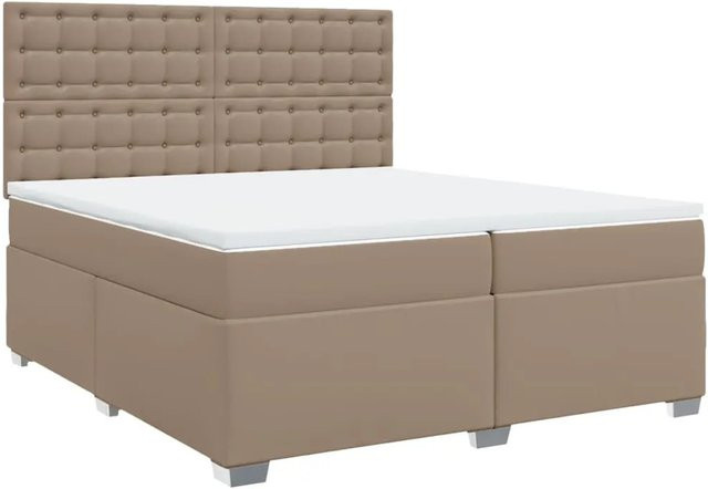 vidaXL Boxspringbett Hybrid mit Taschenfederkern und USB-Ladeport in Braun und Weiß, B/T/H: 200 x 200 x 150,5 cm - Bild 1