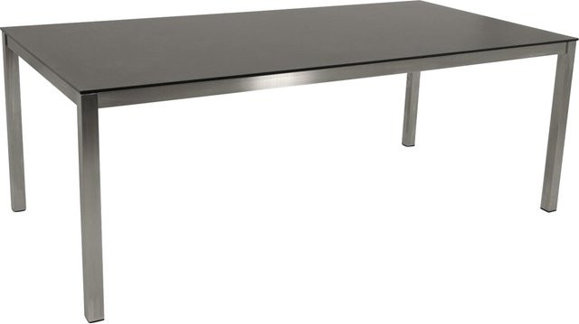 DEGAMO Tisch SYDNEY in Anthrazit mit gebürstetem Edelstahl und 3D Keramik Glas, B: 200 cm, T: 100 cm - Bild 1