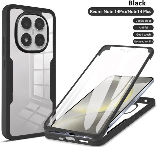 360 Doppelseitige Vollschutz Handyhülle für Xiaomi Redmi Note 14 13 12 Pro Plus 4G 5G in Transparent - Bild 1