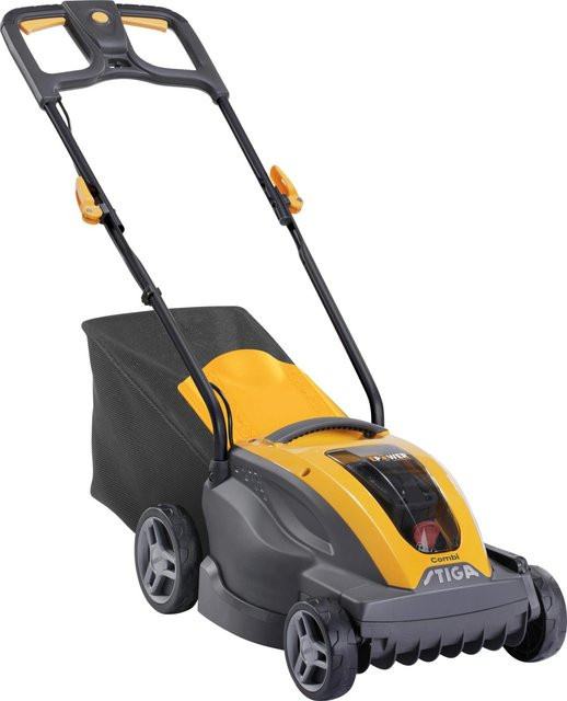 Stiga Akku-Rasenmäher Combi 336e in Gelb mit 48V E-Power Akkusystem, 2 Ah Akku und Ladegerät, Schnittbreite: 34 cm - Bild 1
