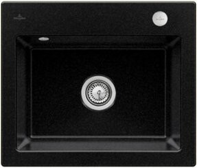 Villeroy & Boch Subway 60 S Flat bündige Keramikspüle in Schwarz mit Ablagegarnitur und Excenterbetätigung, Breite: 60 cm - Bild 1