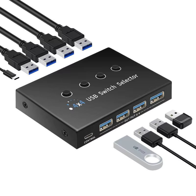 PHONEPACE USB Sharing Box 4 Ports Host Switch Hub für PC und Laptop in Schwarz zum Teilen von Tastatur, Maus, Drucker und Zubehör - Bild 5
