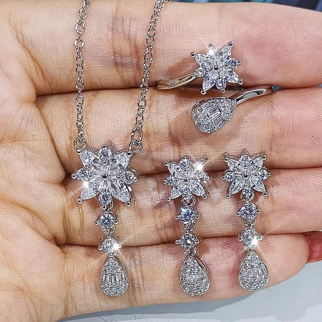 Halsketten-Set Zirkonia, Silber, Damen - Bild 1