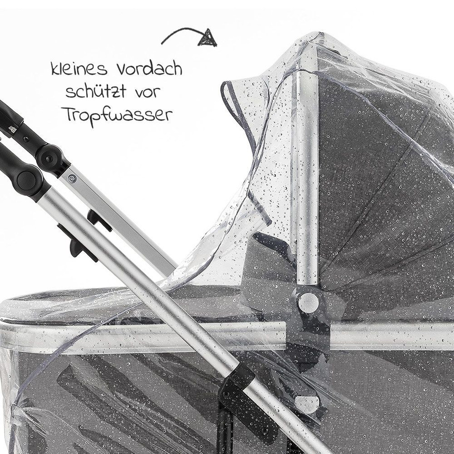 Zamboo Erstlings- & Schutzset für Kinderwagen mit Sonnensegel und Regenschutz in Grau - Bild 5