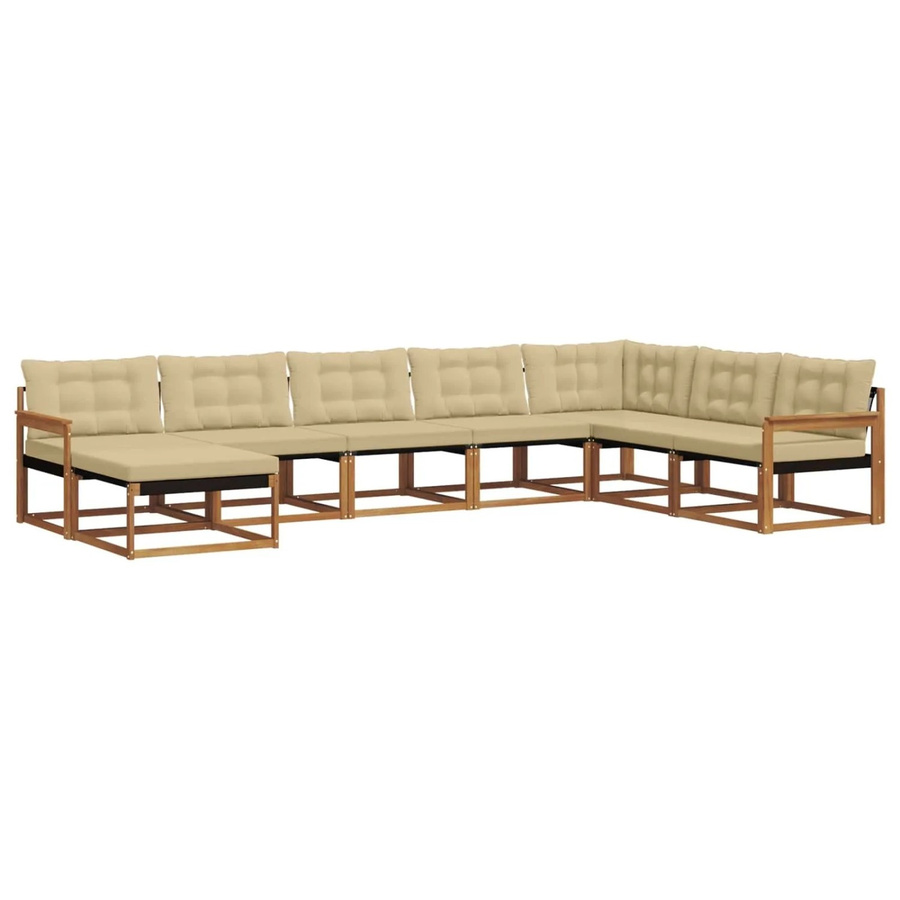 vidaXL Outdoor-Sofagarnitur aus Akazien-Massivholz in L-Form, 24-tlg. Set in Natur und Beige mit Polstern und Textilene-Elementen - Bild 2