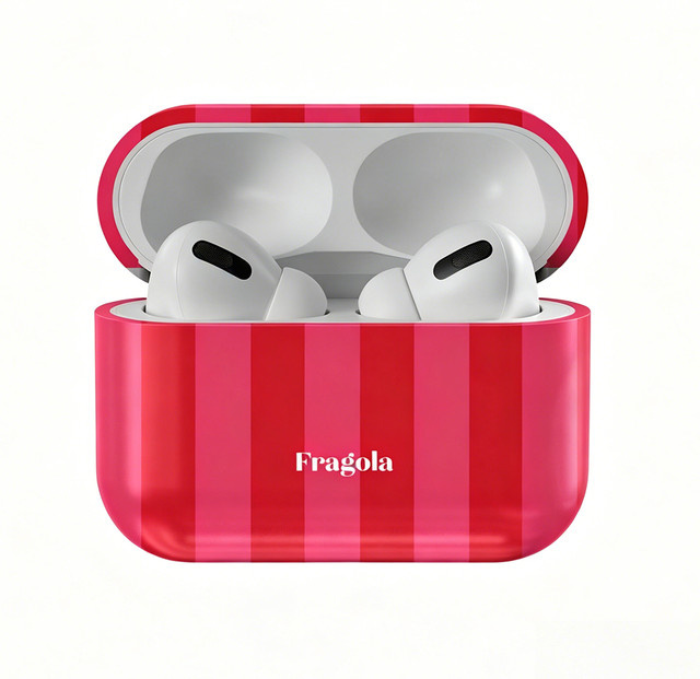 Wellenförmige Fragola Schutzhülle für Apple AirPods 1 2 3 Pro und Pro 2 aus glänzender HD-Hartschale mit Metallhaken - Bild 1