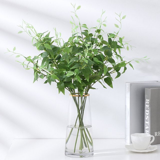 5er Set LINANUO Clematis Blätter Künstliche Pflanzen in Grün als Hängende Rattan Dekoration für Hochzeit, Garten und Party - Bild 1