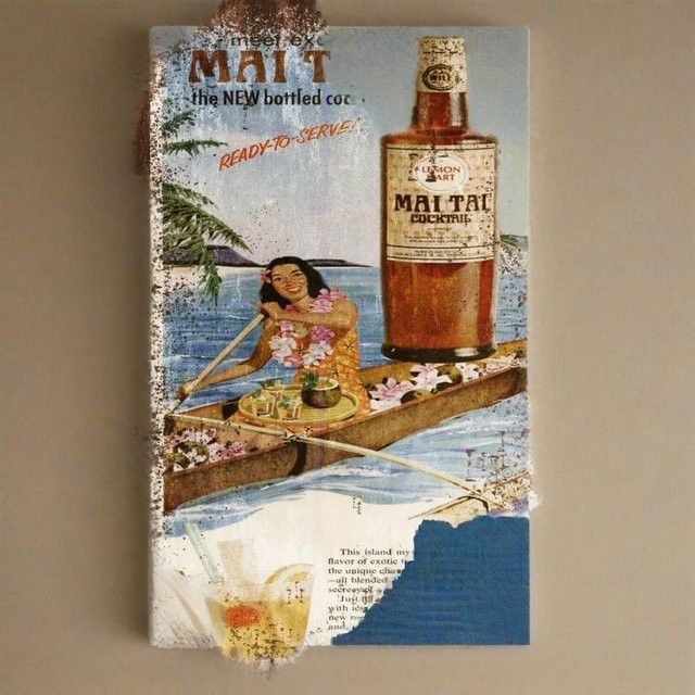 RumVintageAds Mai Tai Rum Werbung Metallschild im Vintage Retro-Stil als Wandkunst, B: 30,0 cm, H: 20,0 cm, T: 1,0 cm - Bild 1