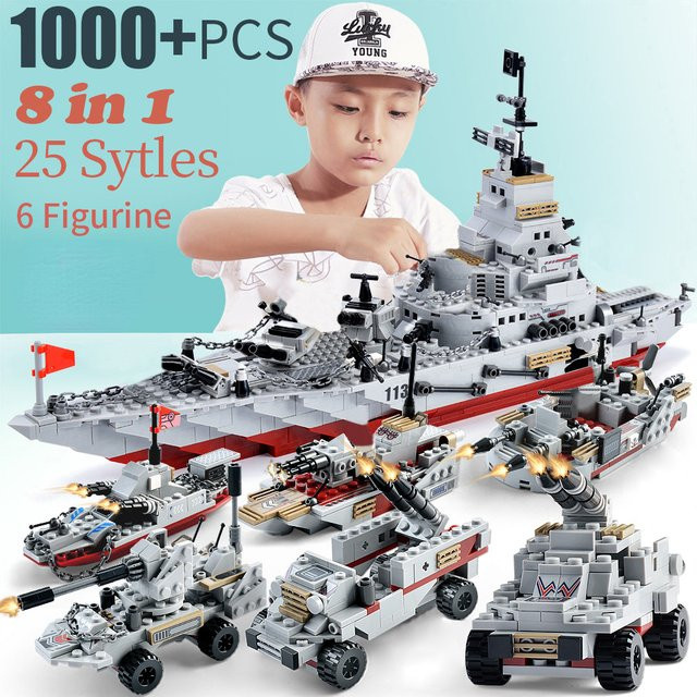 CTMA Navy Kriegswagen Schiff Armee Boot Flugzeug, Bausteine, 1000 Teile - Bild 1