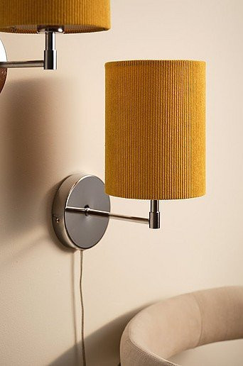 Jotex SETH Wandlampe im 2er-Pack aus Metall und Stoff in Chrom, Grün und Gelb mit E14 Fassung - Bild 1