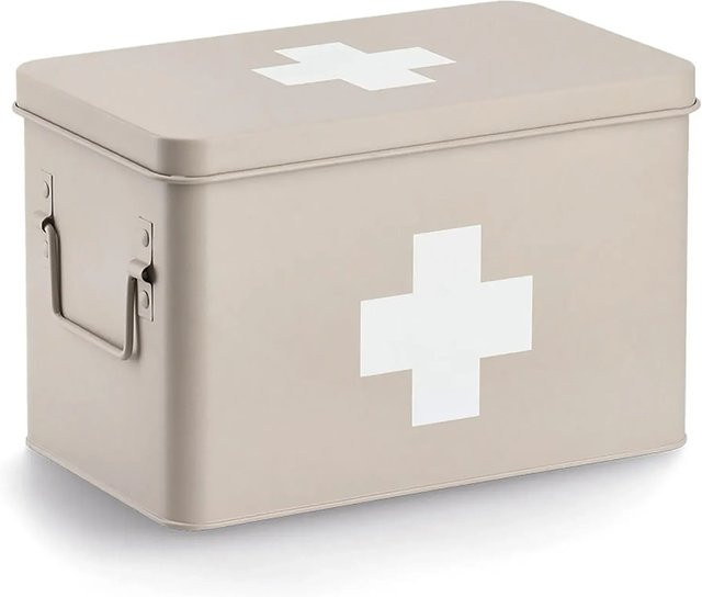 Zeller Medizinbox aus Metall in Beige, B/T/H: 21 x 20 x 32 cm - Bild 1