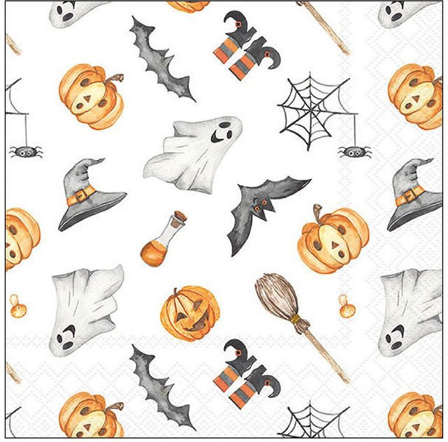 Orangefarbene Halloween Papier-Serviette Happy Halloween für dein Ambiente - Bild 1