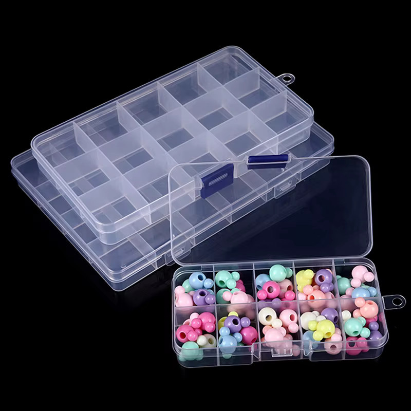 ieniaW Sigur Schmuckaufbewahrungsbox aus Kunststoff, transparent, Organizer für Perlen, Ohrringe und Ringe - Bild 2