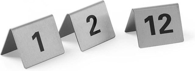 Hendi Informationstafel Tischnummer 112 aus Edelstahl in Silber, 12er Set - Bild 1