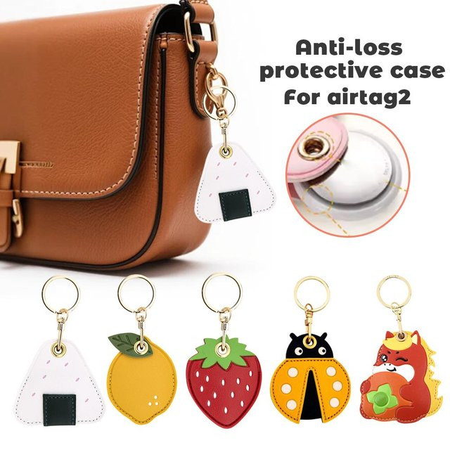 Apple AirTag Hülle aus Leder mit Frucht- und Tier-Design als Anti-Verlust Schlüsselanhänger - Bild 1