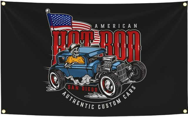 JMG Household Supplies Hot Rod Custom Car Wandteppich aus Polyester mit Digitaldruck, Mehrfarbig, B x H: 90 x 150 cm - Bild 1