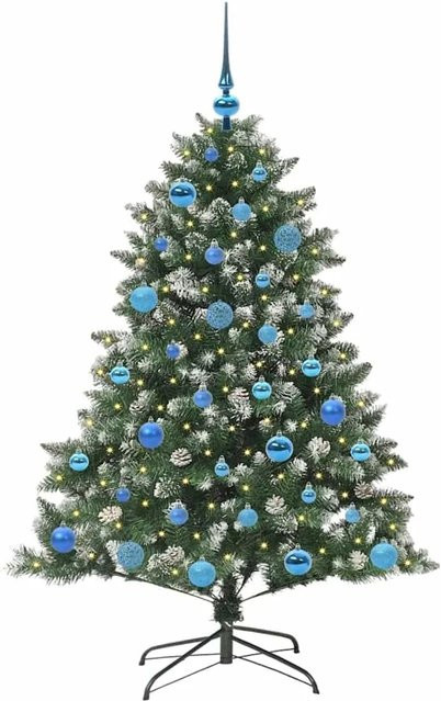 vidaXL Künstlicher Weihnachtsbaum in Grün mit 150 warmweißen LEDs, B/T/H: 105 x 105 x 150 cm - Bild 1