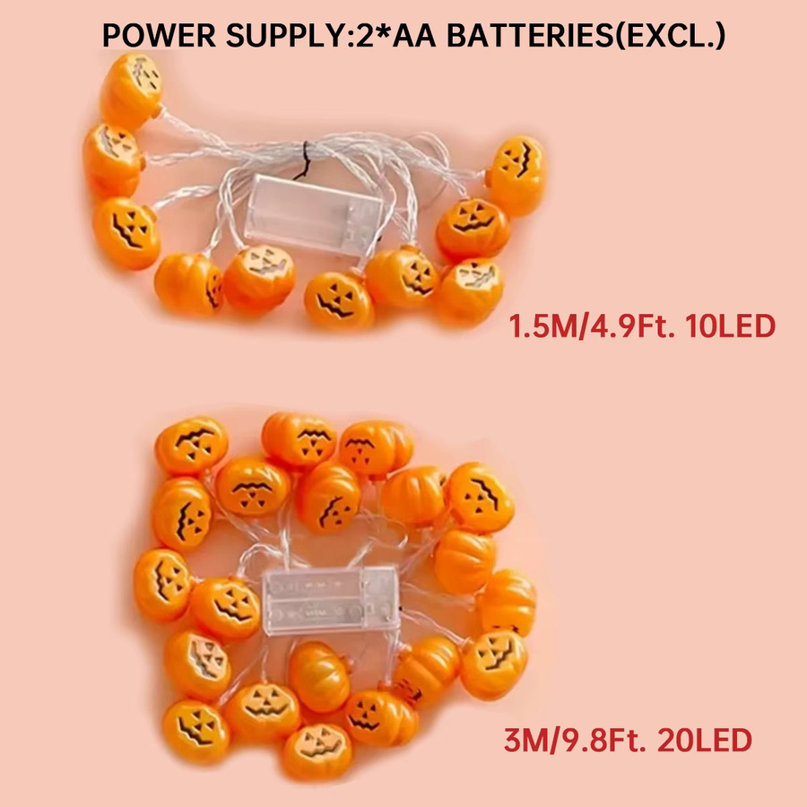 Peach Forest LED 3D Kürbis Lichterkette für Halloween Dekoration Batteriebetrieben - Bild 4