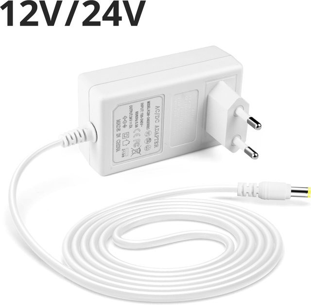 Gyarfas Universal-Schaltnetzteil LED-Treiber mit 5,5 mm x 2,1 mm Barrel-Plug, weiß, 100–240 V AC auf 12 V oder 24 V Konverter - Bild 1