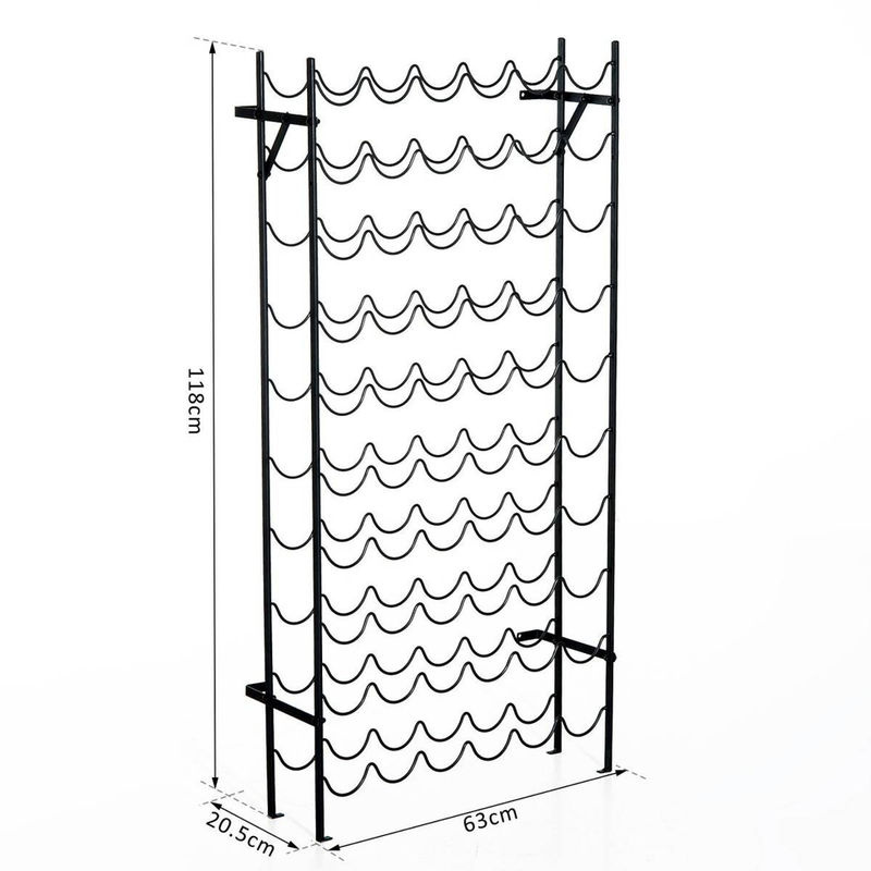 HOMCOM Weinregal aus Metall in Schwarz für 60 Flaschen, wandmontierbares Weinständer-Regal, B/H/T: 63 x 118 x 20,5 cm - Bild 4