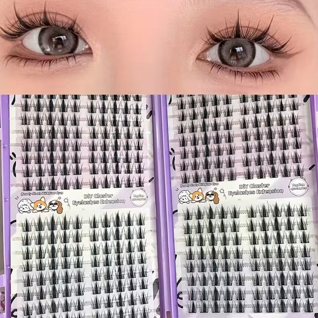 LIMEIKAI Manga Wimpern-Cluster Sharp, 320 Stück, 13mm, Black, Unisex - Bild 1