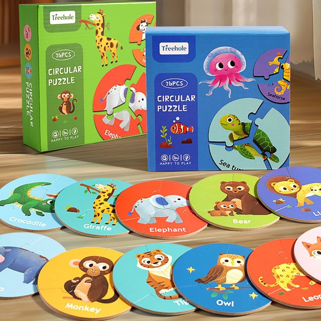 BizyKoady Tier-Puzzles aus Holz, 12-teiliges Set, ab 3 Jahre - Bild 1