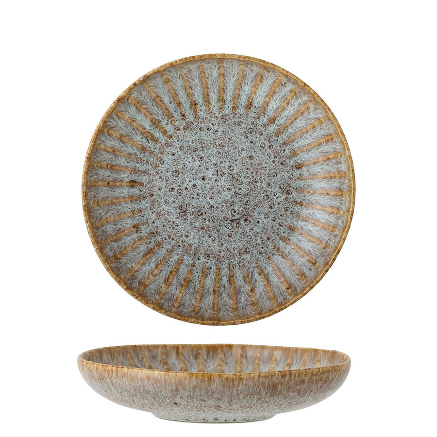 Bloomingville Tiefer Teller aus Steingut Fleur in Beige/Natur, Durchmesser: 22 cm - Bild 1