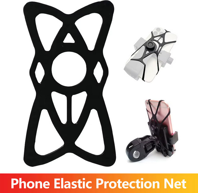 EXSKOF Elastisches Schutznetz Handyhalter Tether Mount in Schwarz mit Silikon-Sicherheitsbändern für iPhone, Samsung und Mi Smartphones - Bild 1