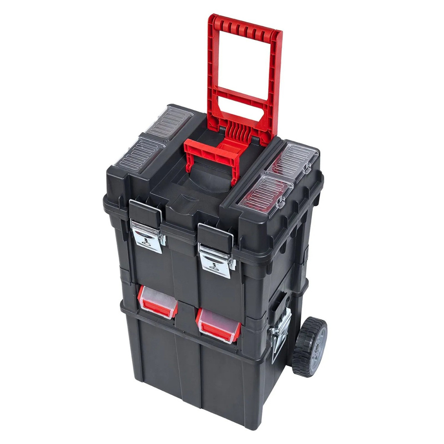 PROREGAL Werkzeugkoffer-Trolley Plus auf Rollen aus Polypropylen Schwarz/Rot H x B x T: 71,2 x 49,5 x 35 cm - Bild 2