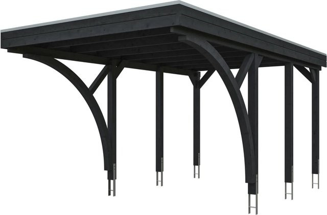 SKANHOLZ Carport Friesland aus Fichte mit zwei Einfahrtsbögen und Flachdach, Farbe: Anthrazit/Schwarz, B: 320 cm, T: 555 cm, H: 239 cm - Bild 4