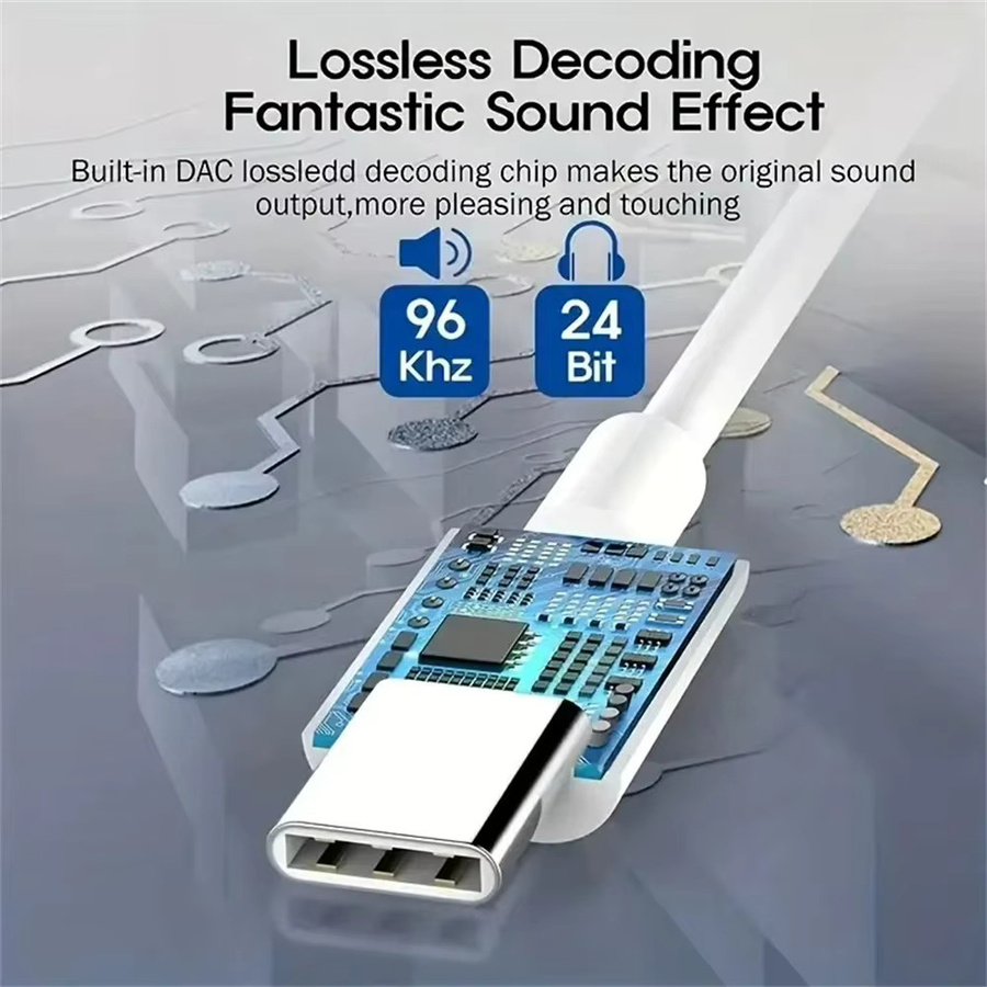 3,5-mm-Klinke auf USB-C-Adapter Audiokabel-Konverter für iPhone, Samsung Galaxy, Huawei, Xiaomi, POCO und LG Kopfhörer in Schwarz oder Weiß - Bild 5