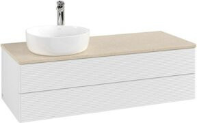 V&B Waschtischunterschrank Antao mit Frontstruktur und Beleuchtung, Farbe: Weiß, B/T/H: 120 x 50 x 50 cm - Bild 1