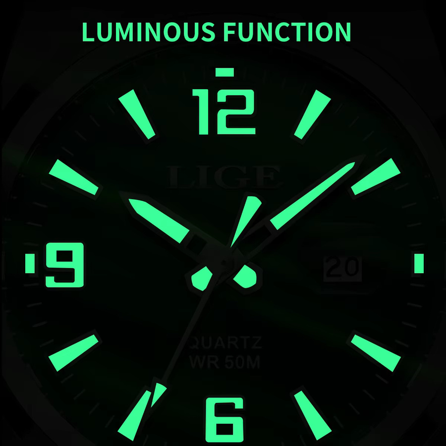 LIGE Armbanduhr Automatik, Silikon, Schwarz, Herren - Bild 3