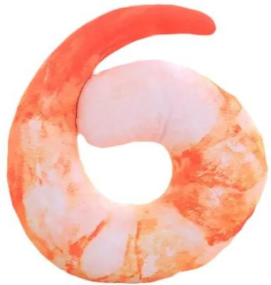 Runa 3D Garnele U-förmiges Nackenkissen aus Plüsch in Weiß und Orange - Bild 1