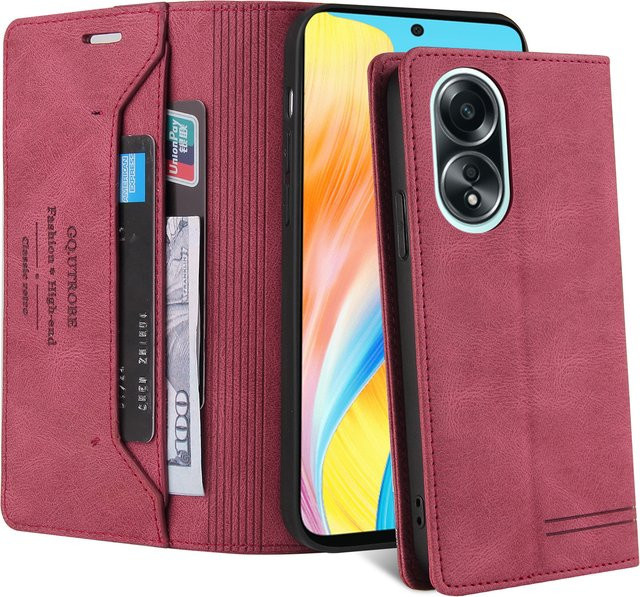 Magnetische Leder-Flip-Hülle mit RFID-Blocking für OPPO A58 A78 A54 A74 A95 A95 5G und Reno 10 Pro 5G in Blau - Bild 1