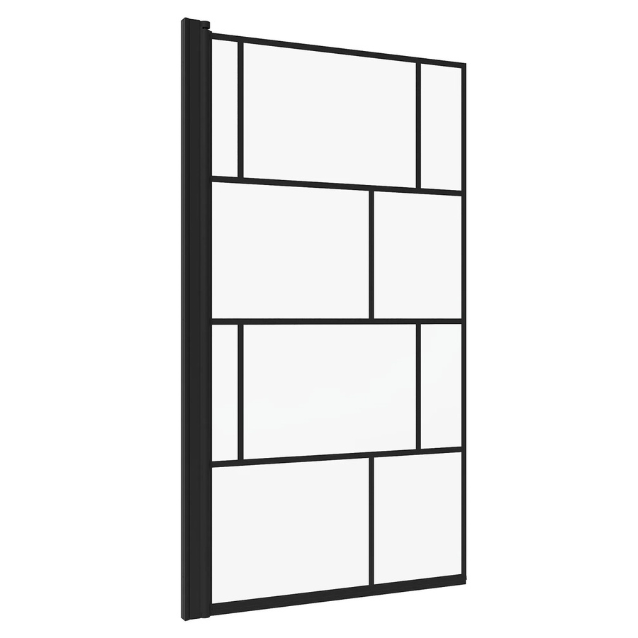 Aquabatos Badewannenaufsatz Einflügelige Duschtrennwand mit Mattschwarzem und Kariertem Dekor, B: 80 cm, H: 140 cm - Bild 2