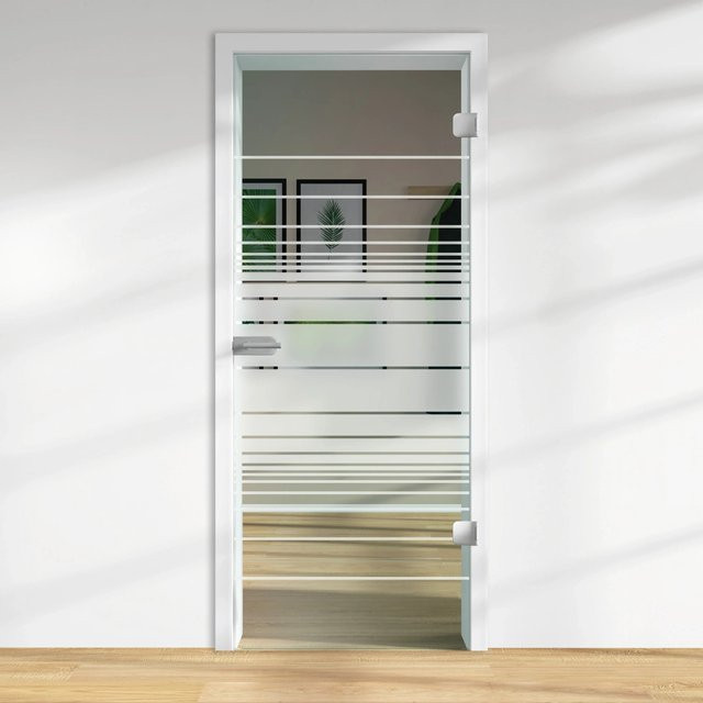 Skyscope Glasdrehtür ESG Floatglas Dekor Siebdruck Transparent Rechts B: 83,4 cm, H: 209,7 cm, Dicke: 8 mm - Bild 1