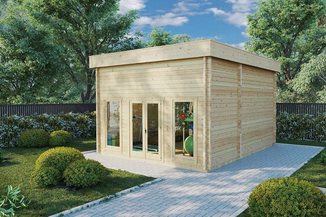Gartenhaus Golfsimulator 2 aus Holz als Heim-Golfsimulator mit den Maßen B: 6 m, T: 5 m - Bild 1