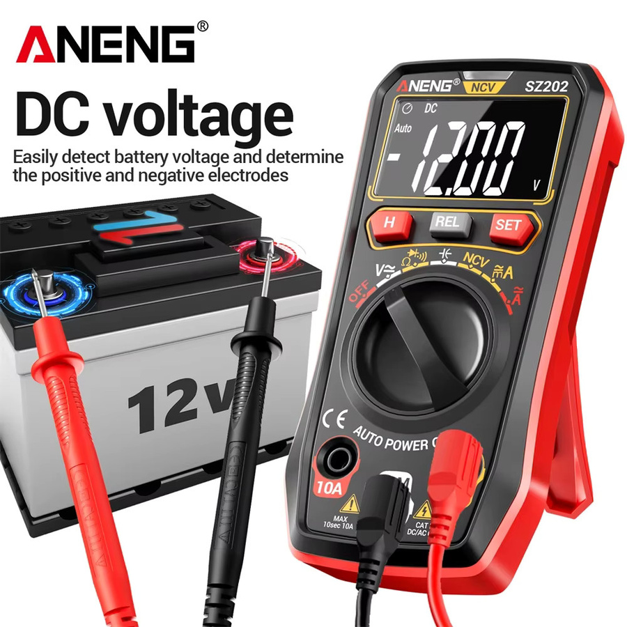 ANENG Digitales Multimeter sz202+b18 Tester für AC/DC Spannung Widerstand und Kapazität in Rot - Bild 2