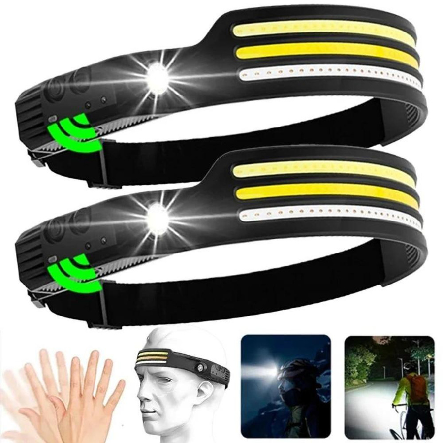 USB wiederaufladbare LED-Stirnlampe mit XPE und COB-Scheinwerfer, wasserdichte Sensor-Stirnlampe für Angeln und Camping in Weiß von LIUXING Fire Outdoor Lighting Factory - Bild 3