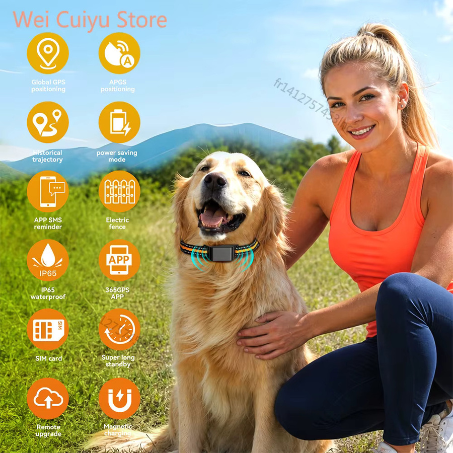 NUOYING GPS-Tracker-Halsband für Katzen und Hunde, IP67 wasserdichter Smart Pet Locator mit Echtzeit-WLAN-Standortverfolgung in Schwarz - Bild 4