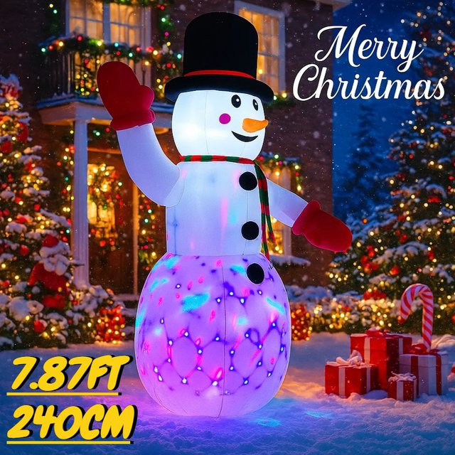 Aufblasbarer Schneemann als Weihnachtsdekoration mit LED-Licht, weiß, Höhe: 240 cm - Bild 1