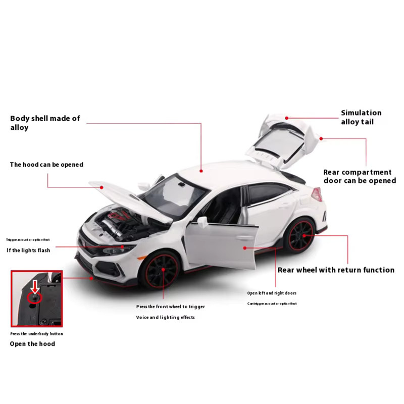 Maisto Civic Type R, Automobilmodell, 1:32, Metall - Bild 6