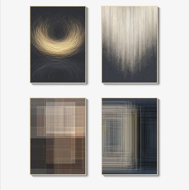 TPFLiving Luxus Poster Leinwand mit abstrakten Motiven in Gold, Grau und Schwarz, Breite: 60 cm, Höhe: 90 cm - Bild 1