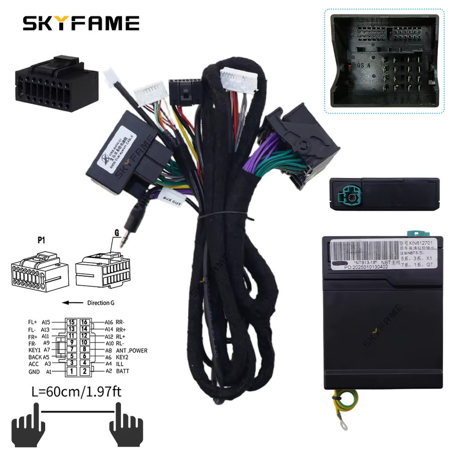 Skyfame RGB LVDS Decoder Android Radio Adapter mit 16pin Kabelbaum und Canbus Box für BMW NBT CCC CIC X3 X5 X6 5/6/7 Serie, Schwarz - Bild 2