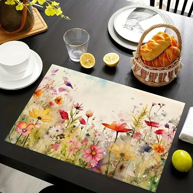VIKAMA Tischset mit Sonnenblumen- und Bienen-Motiv im nordischen Landhausstil - Bild 1