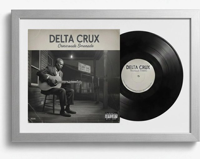 K-Möbel Schallplatten Rahmen Silber mit weißem Passepartout für Vinyl und Cover, Breite: 40 cm, Höhe: 60 cm - Bild 1
